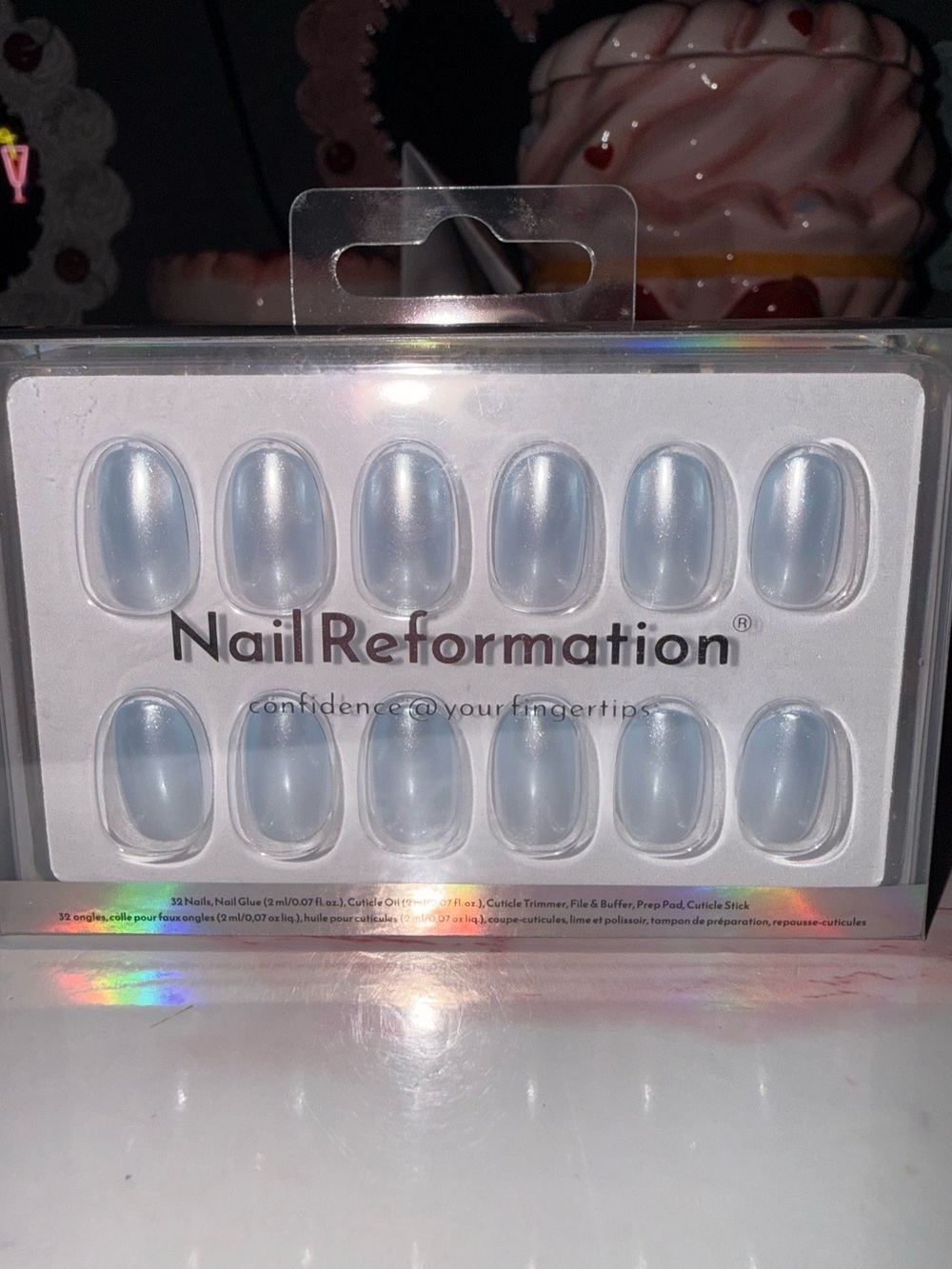 Nail Reformation Blue/Silver Glazed Press-On Nails - 32 press on nails set